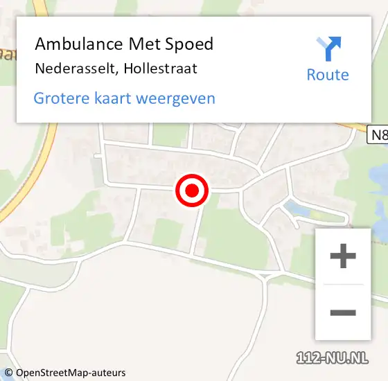 Locatie op kaart van de 112 melding: Ambulance Met Spoed Naar Nederasselt, Hollestraat op 11 juli 2020 04:07