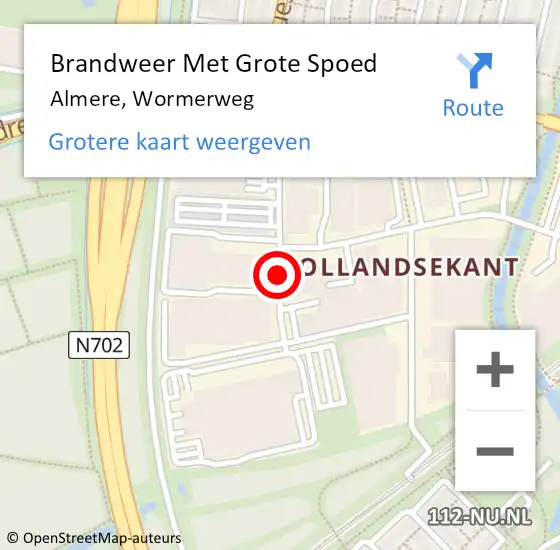 Locatie op kaart van de 112 melding: Brandweer Met Grote Spoed Naar Almere, Wormerweg op 11 juli 2020 04:13