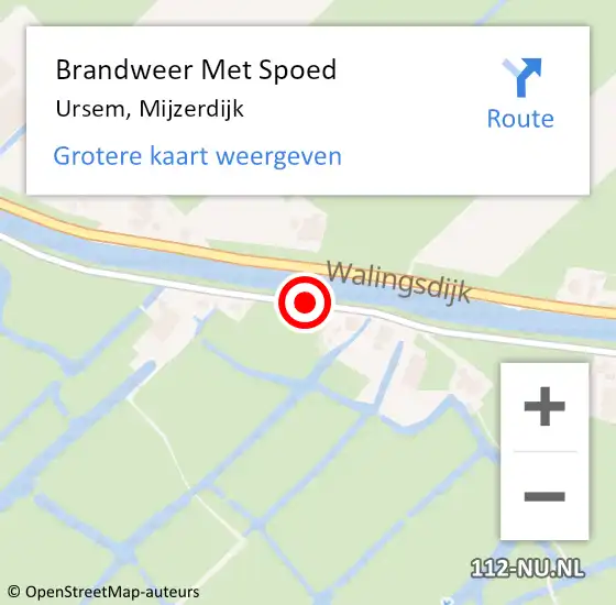 Locatie op kaart van de 112 melding: Brandweer Met Spoed Naar Ursem, Mijzerdijk op 11 juli 2020 10:02