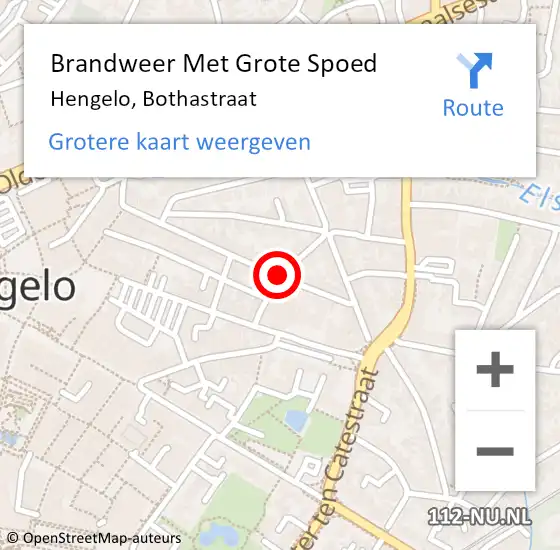 Locatie op kaart van de 112 melding: Brandweer Met Grote Spoed Naar Hengelo, Bothastraat op 11 juli 2020 10:17