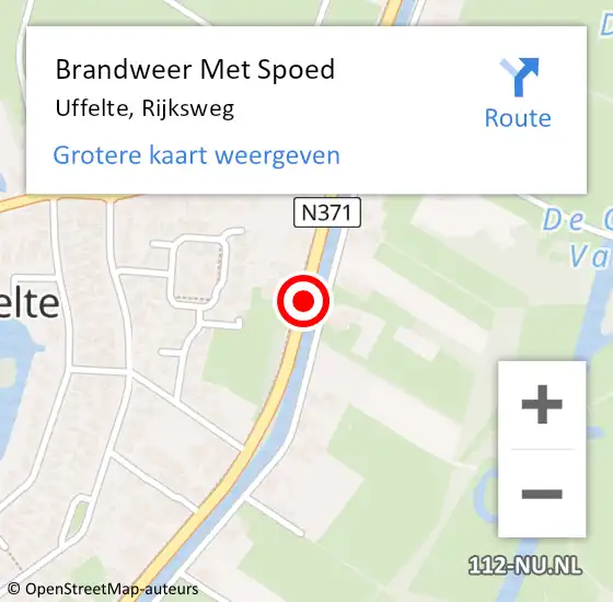 Locatie op kaart van de 112 melding: Brandweer Met Spoed Naar Uffelte, Rijksweg op 11 juli 2020 10:39