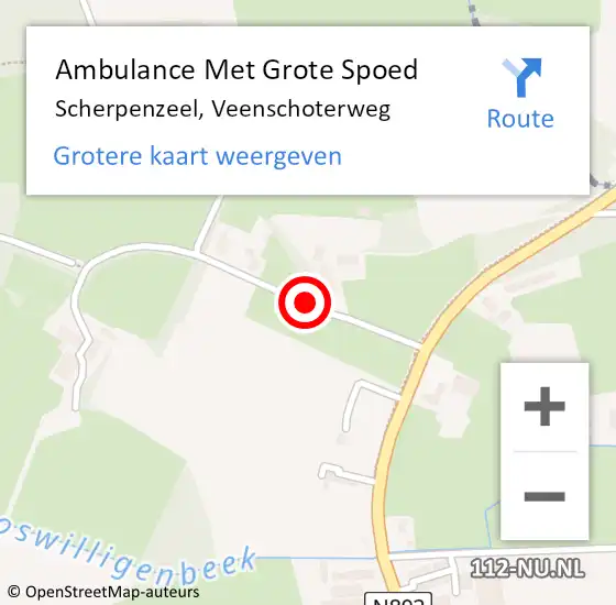 Locatie op kaart van de 112 melding: Ambulance Met Grote Spoed Naar Scherpenzeel, Veenschoterweg op 11 juli 2020 10:43