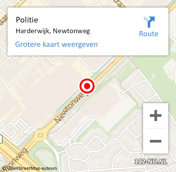 Locatie op kaart van de 112 melding: Politie Harderwijk, Newtonweg op 11 juli 2020 11:40