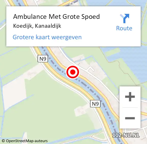 Locatie op kaart van de 112 melding: Ambulance Met Grote Spoed Naar Koedijk, Kanaaldijk op 11 juli 2020 11:43