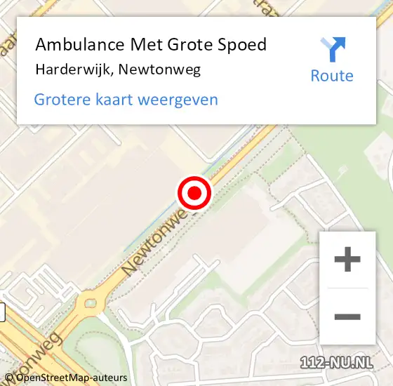 Locatie op kaart van de 112 melding: Ambulance Met Grote Spoed Naar Harderwijk, Newtonweg op 11 juli 2020 11:44
