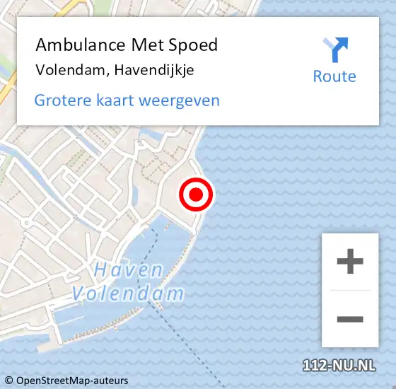 Locatie op kaart van de 112 melding: Ambulance Met Spoed Naar Volendam, Havendijkje op 11 juli 2020 12:08