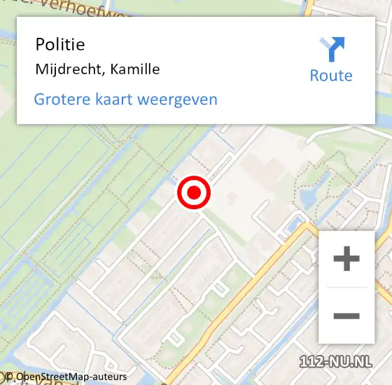 Locatie op kaart van de 112 melding: Politie Mijdrecht, Kamille op 11 juli 2020 12:34