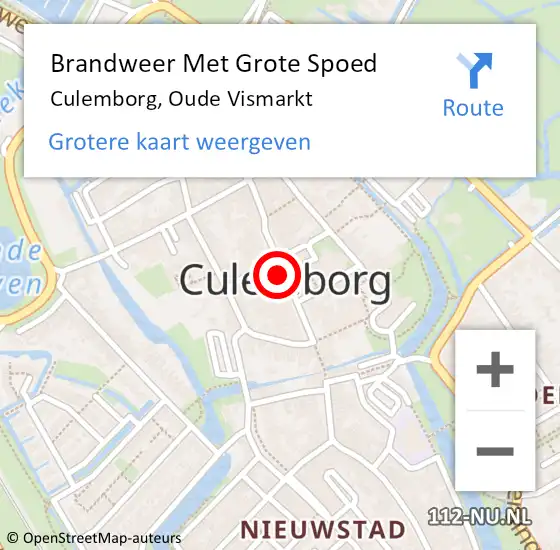 Locatie op kaart van de 112 melding: Brandweer Met Grote Spoed Naar Culemborg, Oude Vismarkt op 11 juli 2020 12:40