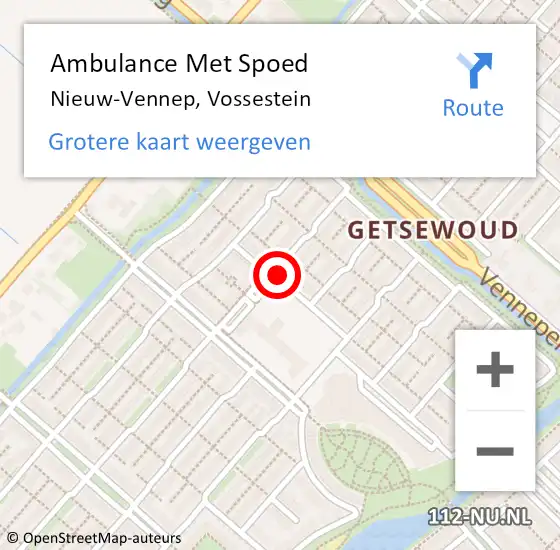 Locatie op kaart van de 112 melding: Ambulance Met Spoed Naar Nieuw-Vennep, Vossestein op 11 juli 2020 12:41