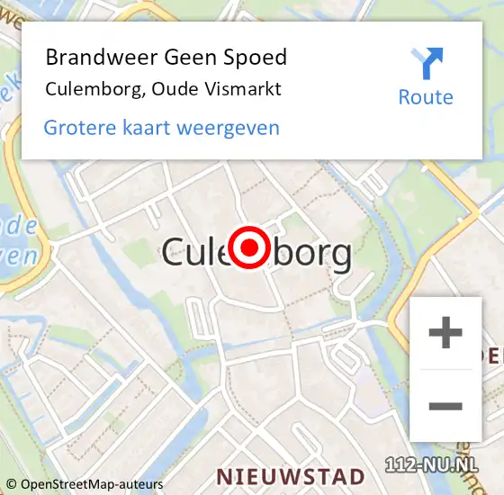 Locatie op kaart van de 112 melding: Brandweer Geen Spoed Naar Culemborg, Oude Vismarkt op 11 juli 2020 12:41