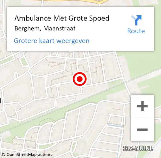 Locatie op kaart van de 112 melding: Ambulance Met Grote Spoed Naar Berghem, Maanstraat op 11 juli 2020 13:03