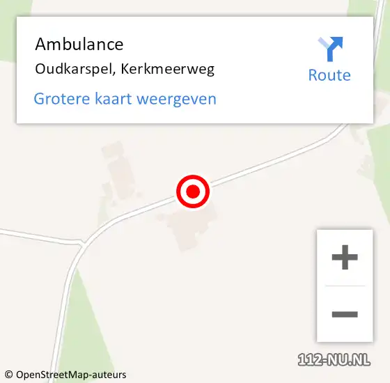 Locatie op kaart van de 112 melding: Ambulance Oudkarspel, Kerkmeerweg op 11 juli 2020 13:05