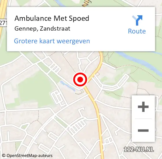 Locatie op kaart van de 112 melding: Ambulance Met Spoed Naar Gennep, Zandstraat op 11 juli 2020 13:10