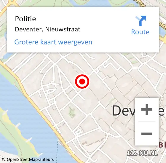 Locatie op kaart van de 112 melding: Politie Deventer, Nieuwstraat op 11 juli 2020 13:26