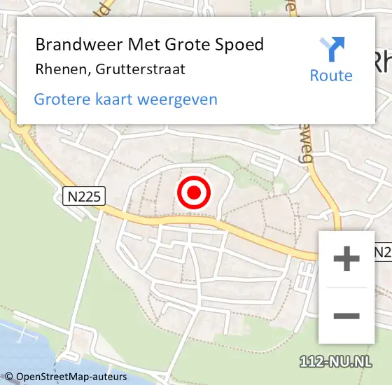 Locatie op kaart van de 112 melding: Brandweer Met Grote Spoed Naar Rhenen, Grutterstraat op 11 juli 2020 13:27