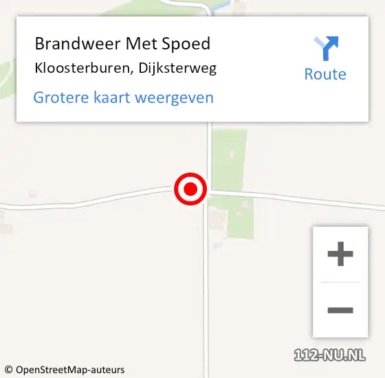 Locatie op kaart van de 112 melding: Brandweer Met Spoed Naar Kloosterburen, Dijksterweg op 11 juli 2020 13:28