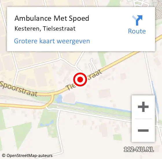 Locatie op kaart van de 112 melding: Ambulance Met Spoed Naar Kesteren, Tielsestraat op 11 juli 2020 13:29