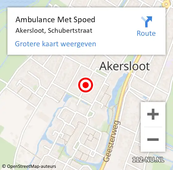 Locatie op kaart van de 112 melding: Ambulance Met Spoed Naar Akersloot, Schubertstraat op 11 juli 2020 13:48