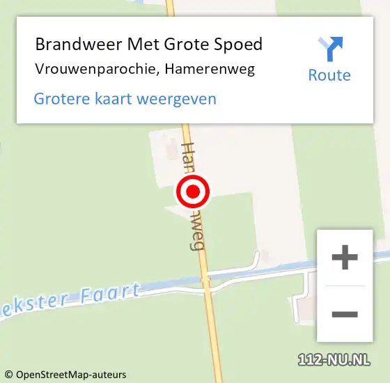 Locatie op kaart van de 112 melding: Brandweer Met Grote Spoed Naar Vrouwenparochie, Hamerenweg op 11 juli 2020 13:53