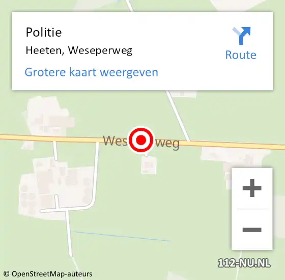 Locatie op kaart van de 112 melding: Politie Heeten, Weseperweg op 11 juli 2020 14:20