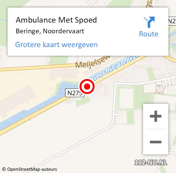 Locatie op kaart van de 112 melding: Ambulance Met Spoed Naar Beringe, Noordervaart op 12 mei 2014 12:02