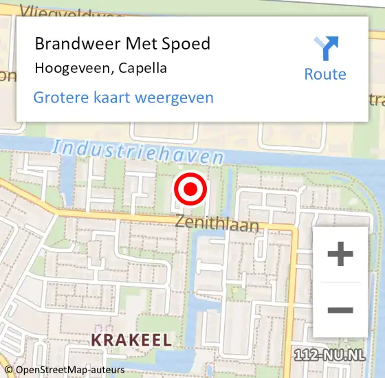 Locatie op kaart van de 112 melding: Brandweer Met Spoed Naar Hoogeveen, Capella op 11 juli 2020 15:07