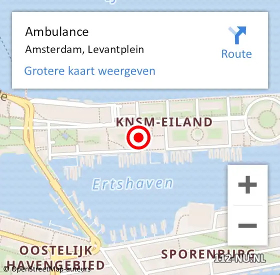 Locatie op kaart van de 112 melding: Ambulance Amsterdam, Levantplein op 11 juli 2020 15:26