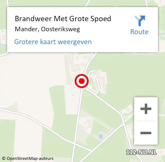 Locatie op kaart van de 112 melding: Brandweer Met Grote Spoed Naar Mander, Oosteriksweg op 11 juli 2020 15:43