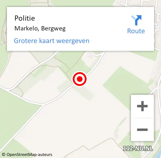 Locatie op kaart van de 112 melding: Politie Markelo, Bergweg op 11 juli 2020 16:32