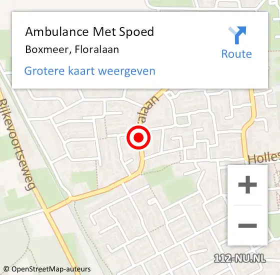 Locatie op kaart van de 112 melding: Ambulance Met Spoed Naar Boxmeer, Floralaan op 11 juli 2020 17:30