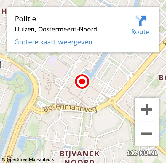 Locatie op kaart van de 112 melding: Politie Huizen, Oostermeent-Noord op 11 juli 2020 17:41