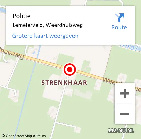 Locatie op kaart van de 112 melding: Politie Lemelerveld, Weerdhuisweg op 11 juli 2020 18:03