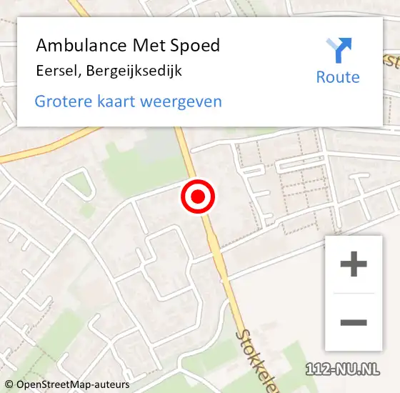 Locatie op kaart van de 112 melding: Ambulance Met Spoed Naar Eersel, Bergeijksedijk op 11 juli 2020 18:30