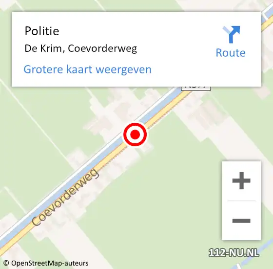 Locatie op kaart van de 112 melding: Politie De Krim, Coevorderweg op 11 juli 2020 18:40