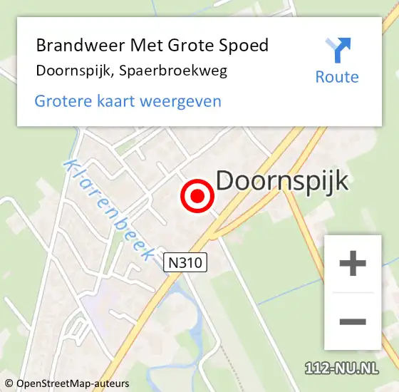 Locatie op kaart van de 112 melding: Brandweer Met Grote Spoed Naar Doornspijk, Spaerbroekweg op 11 juli 2020 19:01