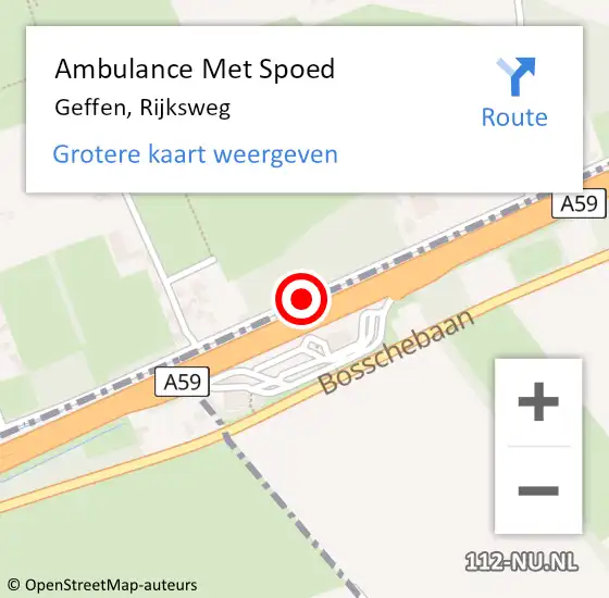 Locatie op kaart van de 112 melding: Ambulance Met Spoed Naar Geffen, Rijksweg op 11 juli 2020 19:03
