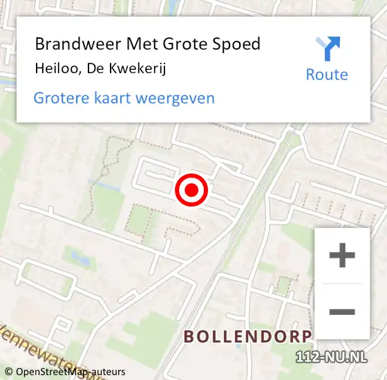 Locatie op kaart van de 112 melding: Brandweer Met Grote Spoed Naar Heiloo, De Kwekerij op 11 juli 2020 20:48