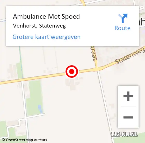 Locatie op kaart van de 112 melding: Ambulance Met Spoed Naar Venhorst, Statenweg op 11 juli 2020 21:24