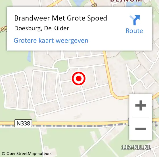 Locatie op kaart van de 112 melding: Brandweer Met Grote Spoed Naar Doesburg, De Kilder op 11 juli 2020 21:37