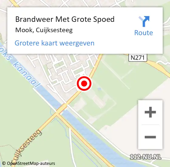 Locatie op kaart van de 112 melding: Brandweer Met Grote Spoed Naar Mook, Cuijksesteeg op 11 juli 2020 23:23