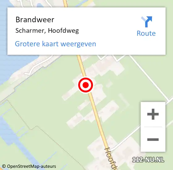Locatie op kaart van de 112 melding: Brandweer Scharmer, Hoofdweg op 11 juli 2020 23:34