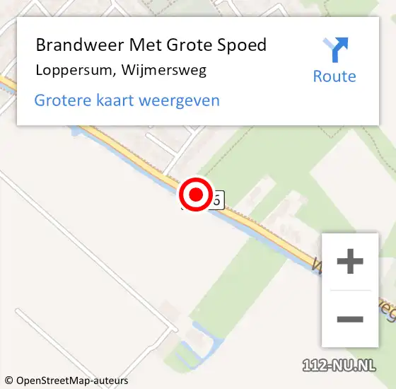 Locatie op kaart van de 112 melding: Brandweer Met Grote Spoed Naar Loppersum, Wijmersweg op 12 juli 2020 00:21