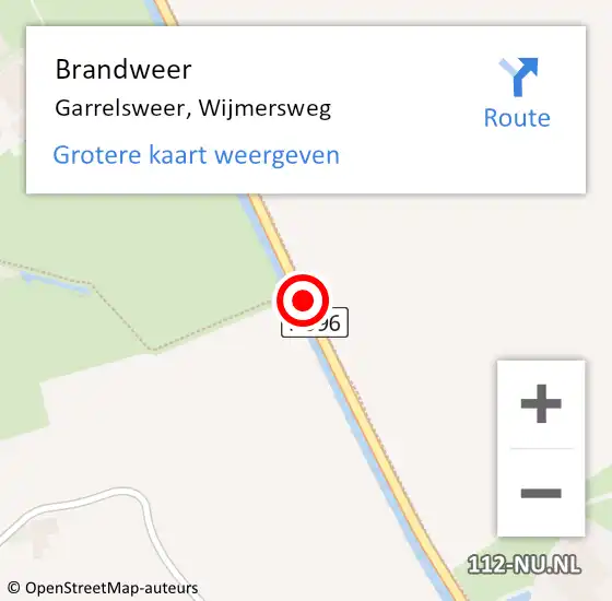 Locatie op kaart van de 112 melding: Brandweer Garrelsweer, Wijmersweg op 12 juli 2020 00:26