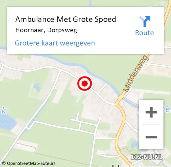 Locatie op kaart van de 112 melding: Ambulance Met Grote Spoed Naar Hoornaar, Dorpsweg op 12 juli 2020 00:50