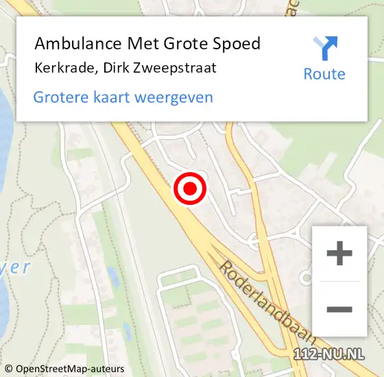 Locatie op kaart van de 112 melding: Ambulance Met Grote Spoed Naar Kerkrade, Dirk Zweepstraat op 12 mei 2014 12:39