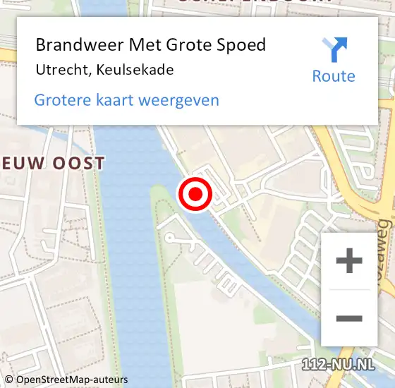 Locatie op kaart van de 112 melding: Brandweer Met Grote Spoed Naar Utrecht, Keulsekade op 12 juli 2020 01:56