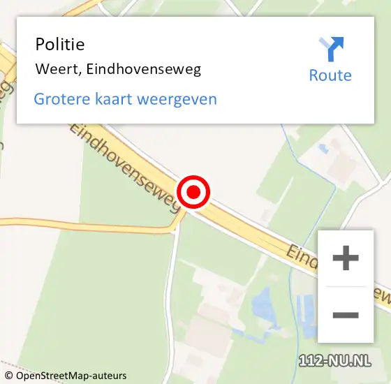 Locatie op kaart van de 112 melding: Politie Weert, Eindhovenseweg op 12 juli 2020 03:29