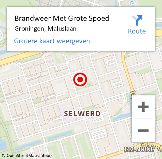 Locatie op kaart van de 112 melding: Brandweer Met Grote Spoed Naar Groningen, Maluslaan op 12 juli 2020 04:27