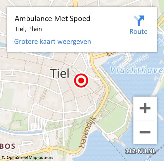 Locatie op kaart van de 112 melding: Ambulance Met Spoed Naar Tiel, Plein op 12 juli 2020 04:35