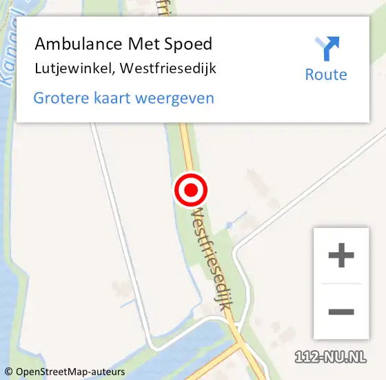 Locatie op kaart van de 112 melding: Ambulance Met Spoed Naar Lutjewinkel, Westfriesedijk op 12 juli 2020 05:40